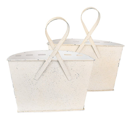 Plant holder beige iron hanging pot