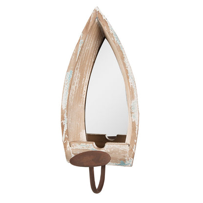 Kandelaar hout beige 15x17x36 cm