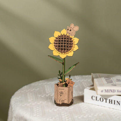 Robotime, DIY Wooden Flower Sun Flower, Sunflower, TW011, 9.5x8.5x23cm