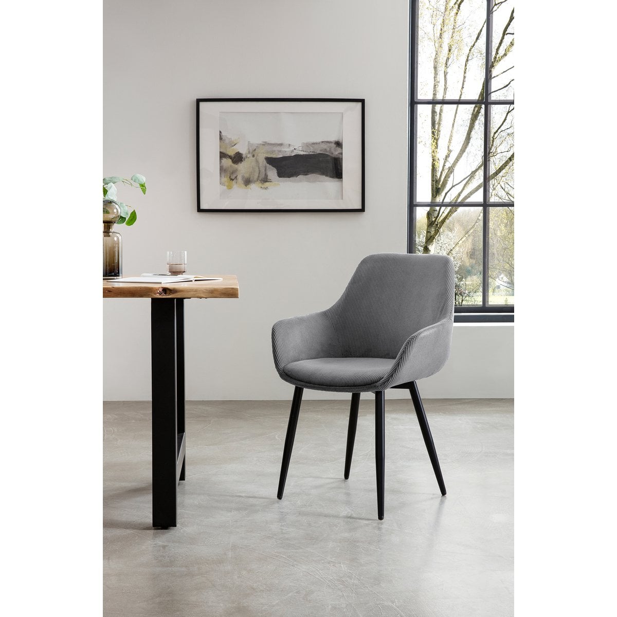 Fauteuil set 2 stuks grijs corduroy 64x86x59 cm