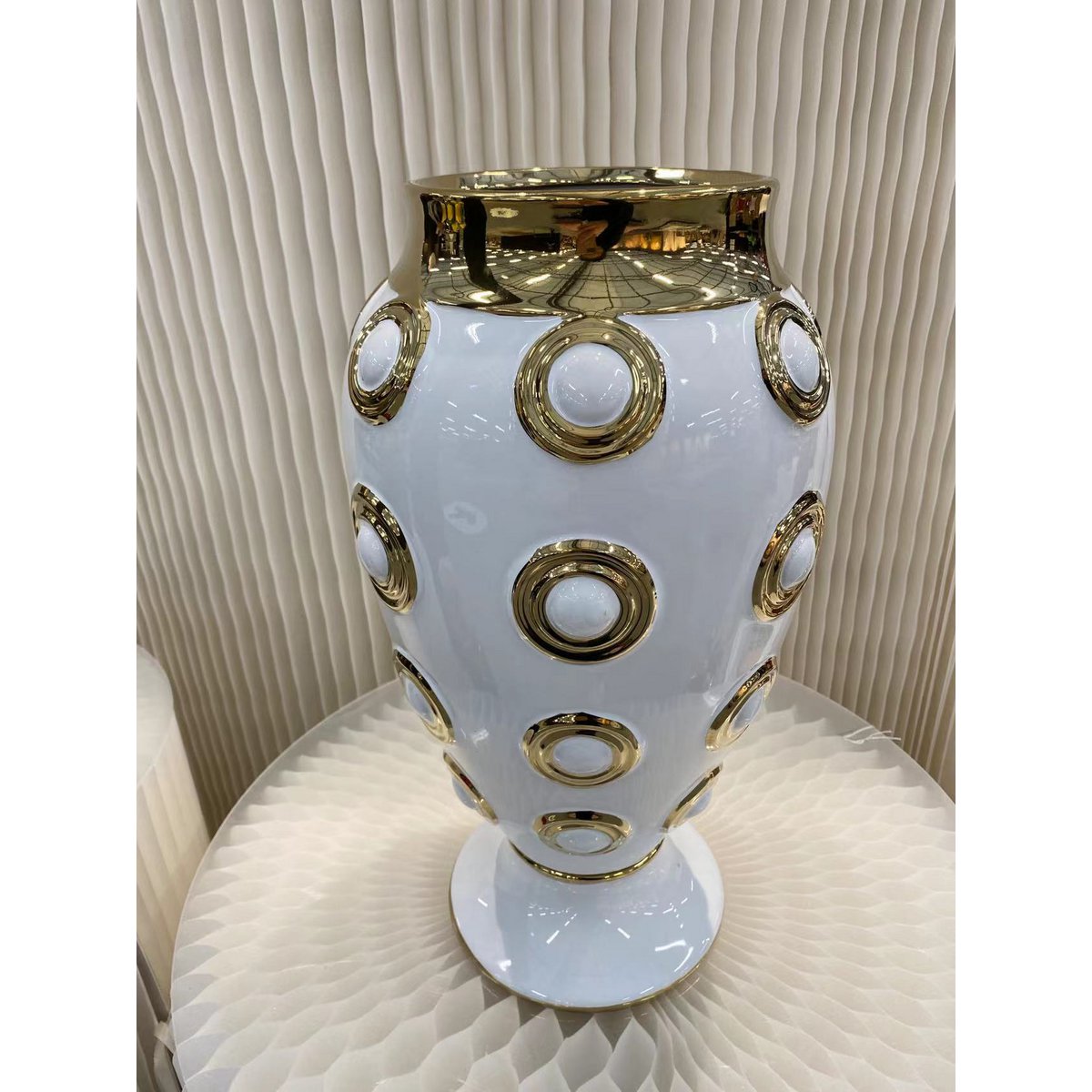 Vaas keramiek wit goud H46cm
