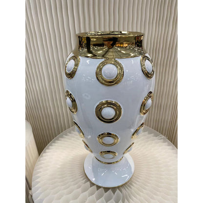Vaas keramiek wit goud H46cm