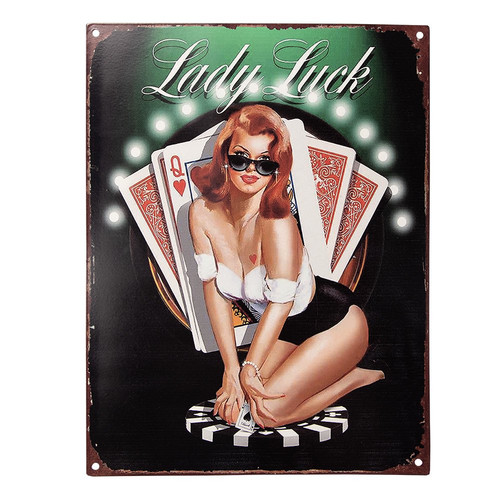 Text sign 25x33 cm Black Iron Playing Cards Wall Plaque