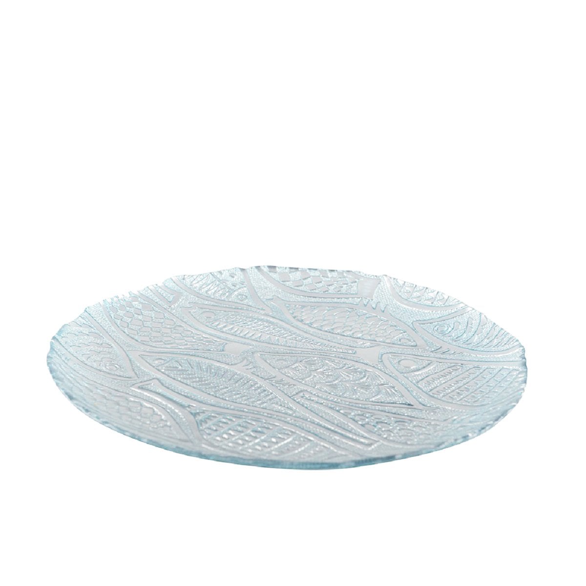 Bord rond lichtblauw vis 32,5 cm glas