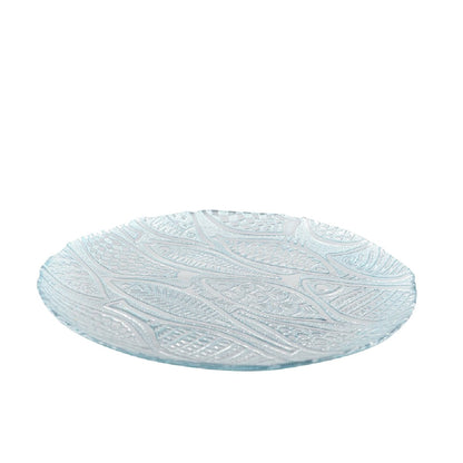 Bord rond lichtblauw vis 32,5 cm glas