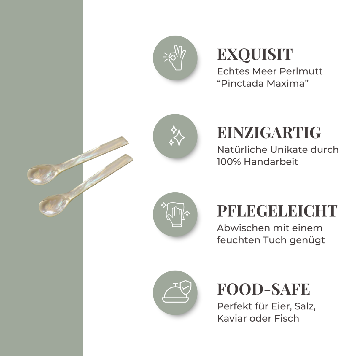 Kaviaarlepels set van 4 parelmoer 11 cm