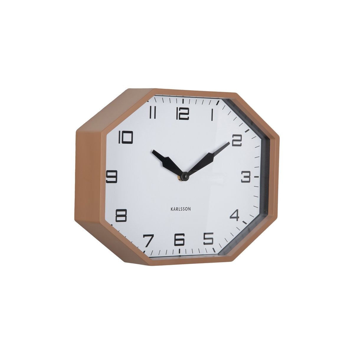 Wandklok achthoek 32x26 cm bruin