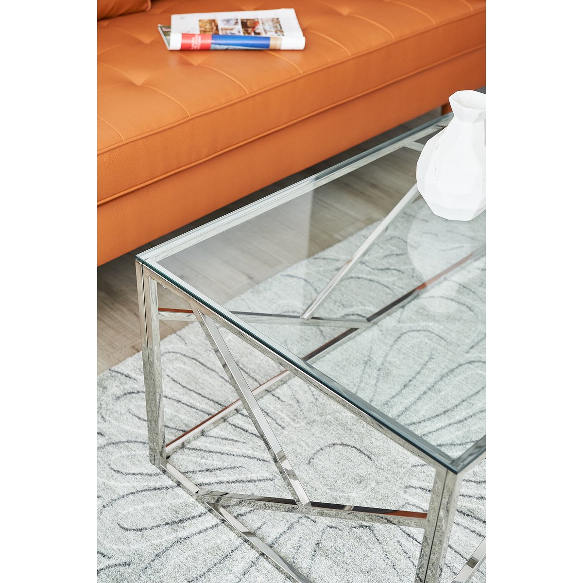 Salontafel 120x60 cm glas zilver
