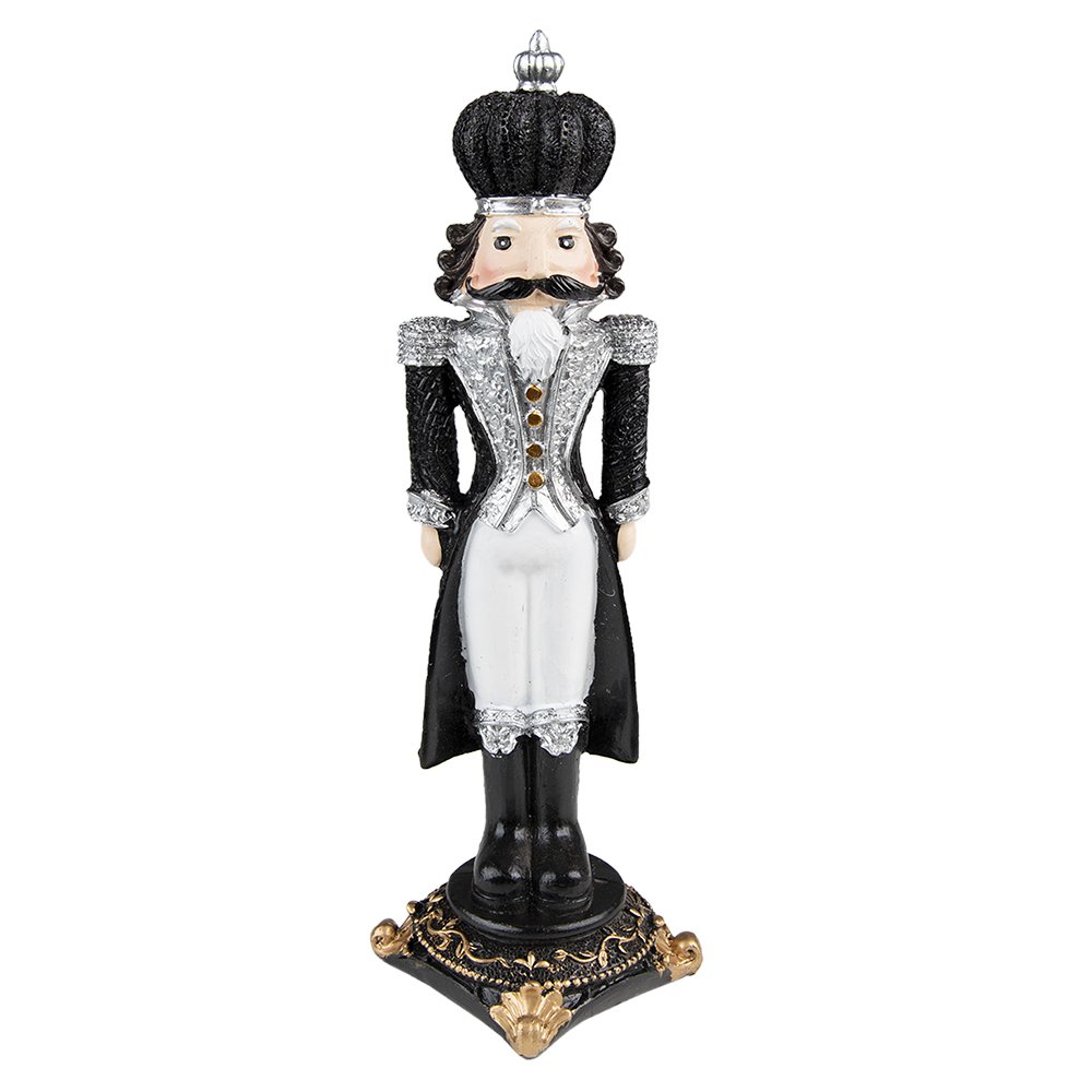 Notenkraker decoratie 24 cm zwart wit zilver