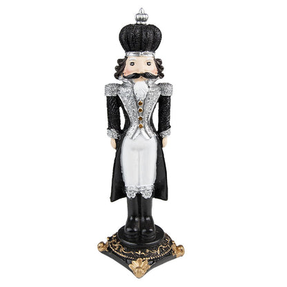 Notenkraker decoratie 24 cm zwart wit zilver