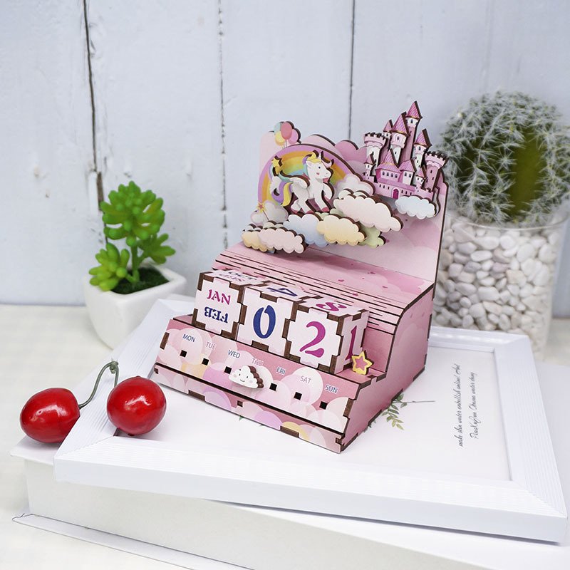 DIY Houten Puzzel Kalender, Happiness Castle, Tone-Cheer, TQ009, 13,4x8,9x10,4cm