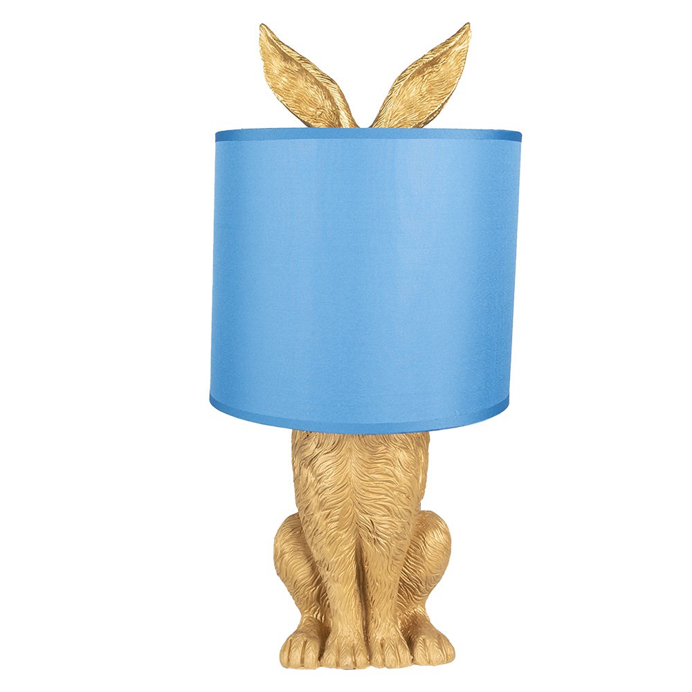 Tafellamp konijn goud blauw Ø 20x43 cm