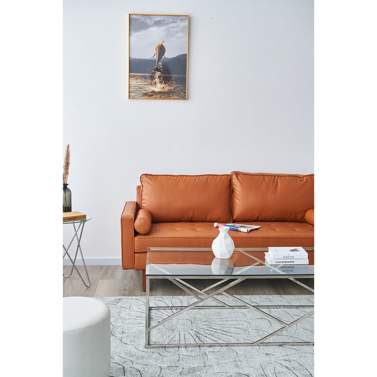 Salontafel 120x60 cm glas zilver