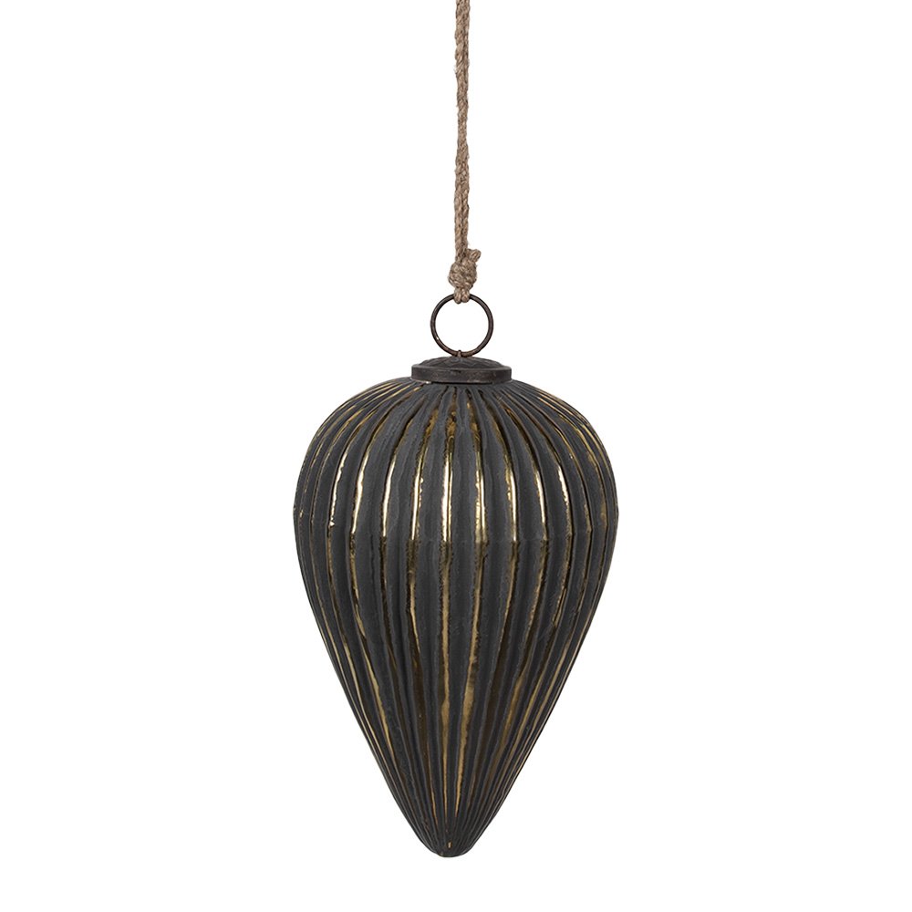 Kerstbal 15x26 cm zwart glas