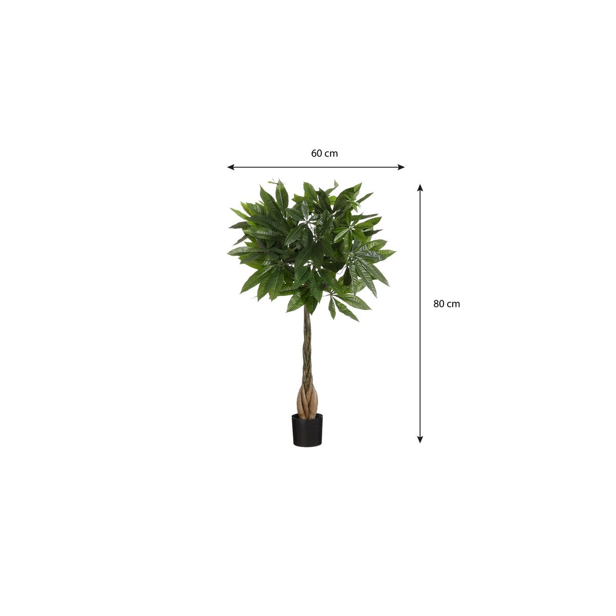 Kunstplant Pachira 80x60 cm echt houten stam