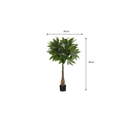 Kunstplant Pachira 80x60 cm echt houten stam
