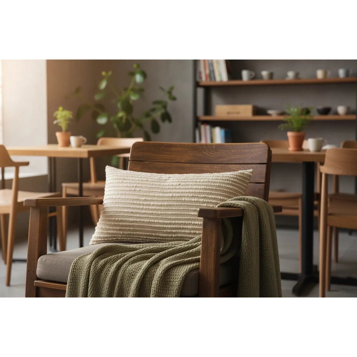 Kussenhoes 35x50 cm beige streep textuur