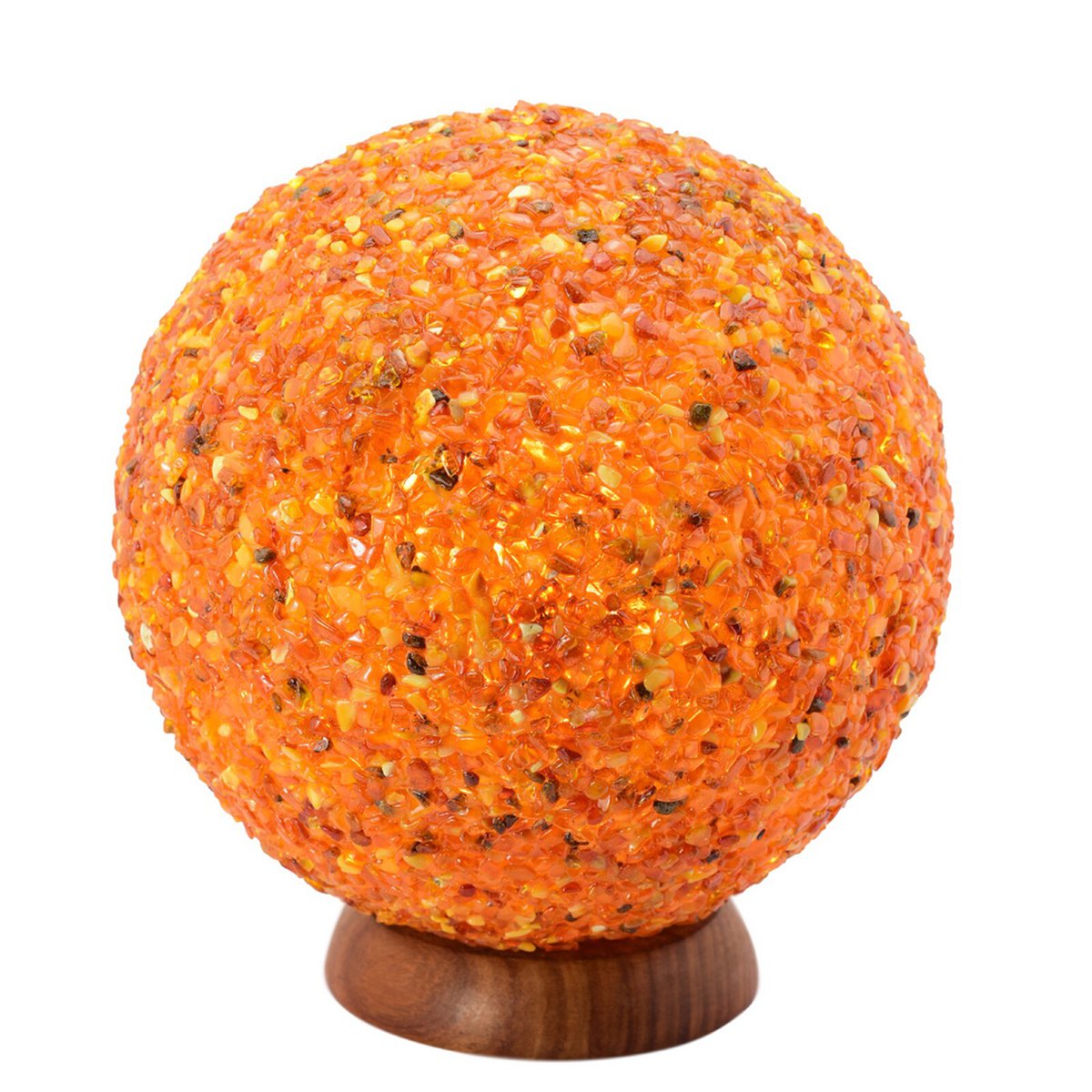 Himalaya Salt Dreams Verlichte Amber Lamp Op Houten Voet