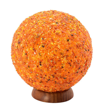 Himalaya Salt Dreams Verlichte Amber Lamp Op Houten Voet