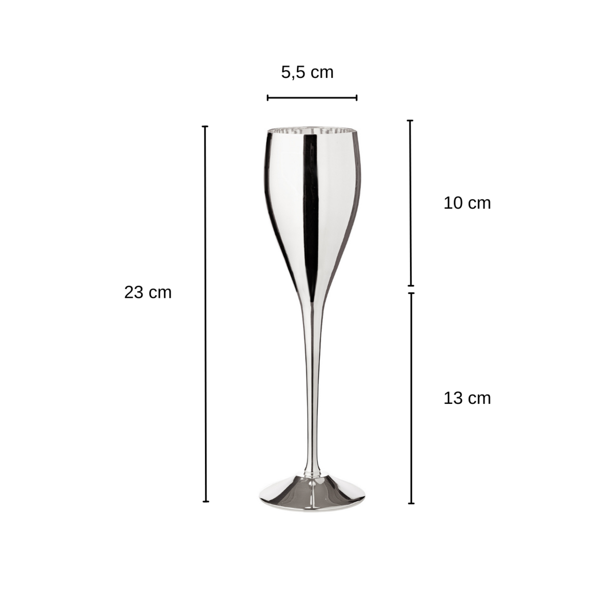 Champagnefluiten set van 2 edel verzilverd 23 cm 200 ml