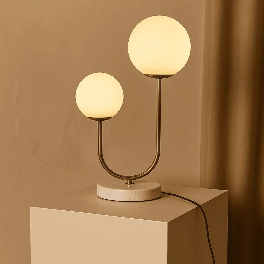 Tafellamp marmer goud matglas 27x45 cm