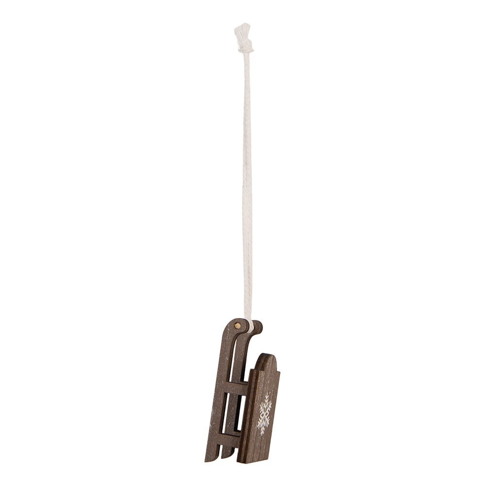 Kersthanger slee 3x2x6 cm bruin hout