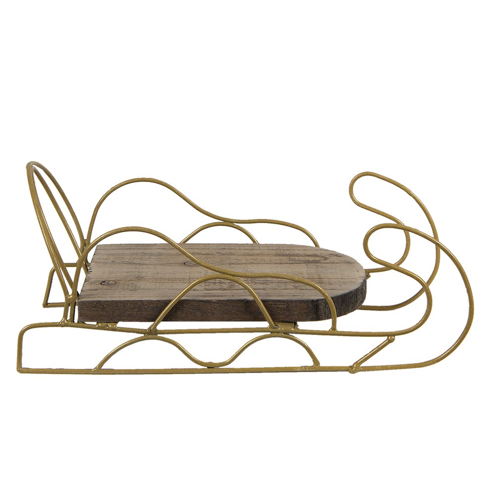 Kerstdecoratie slee 26x13x12 cm hout metaal
