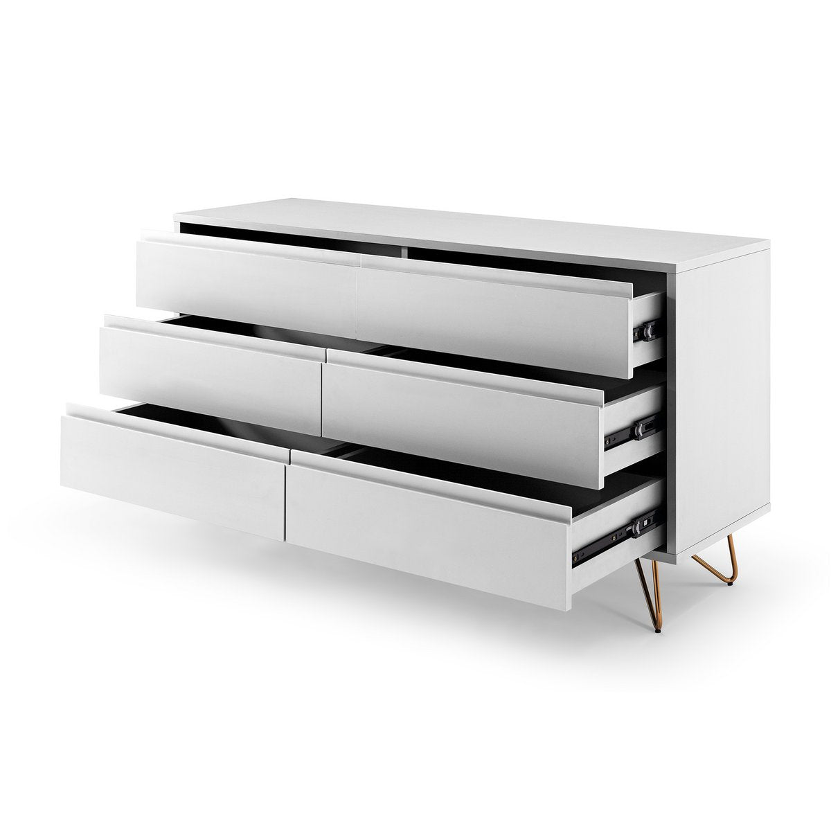 Wide chest of drawers with 6 drawers