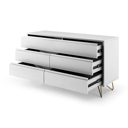 Wide chest of drawers with 6 drawers
