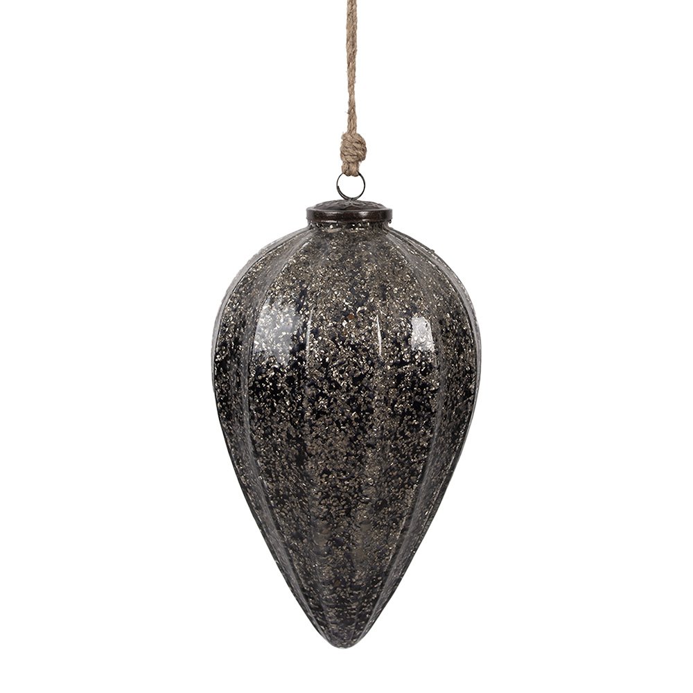 Kerstbal 17x26 cm zwart glas