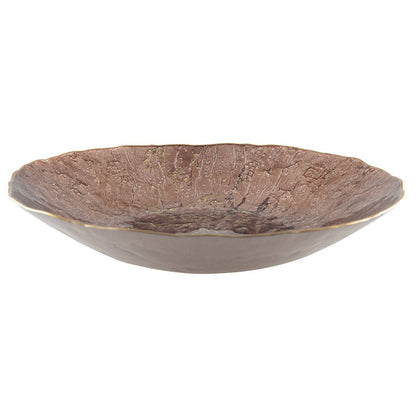 Fruitschaal 40 cm bruin met gouden rand