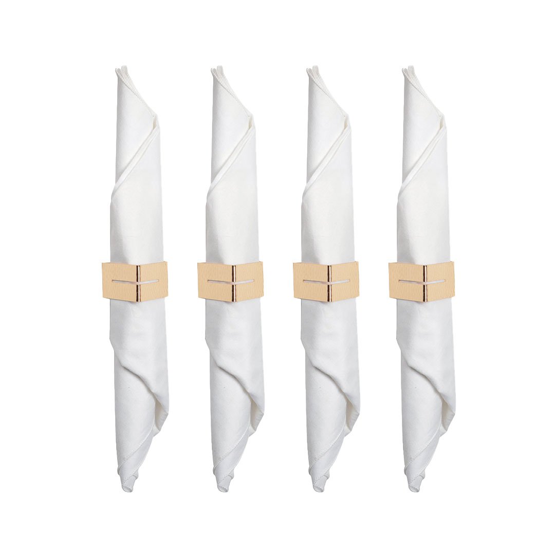 Handdoekringen goud metaal 4x4x1 cm set 4 stuks