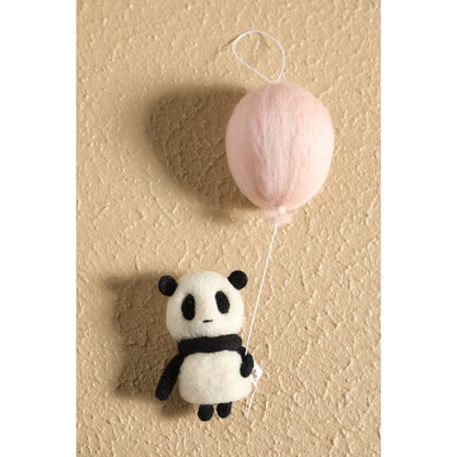 Wanddecoratie panda 7x25 cm wollfilz