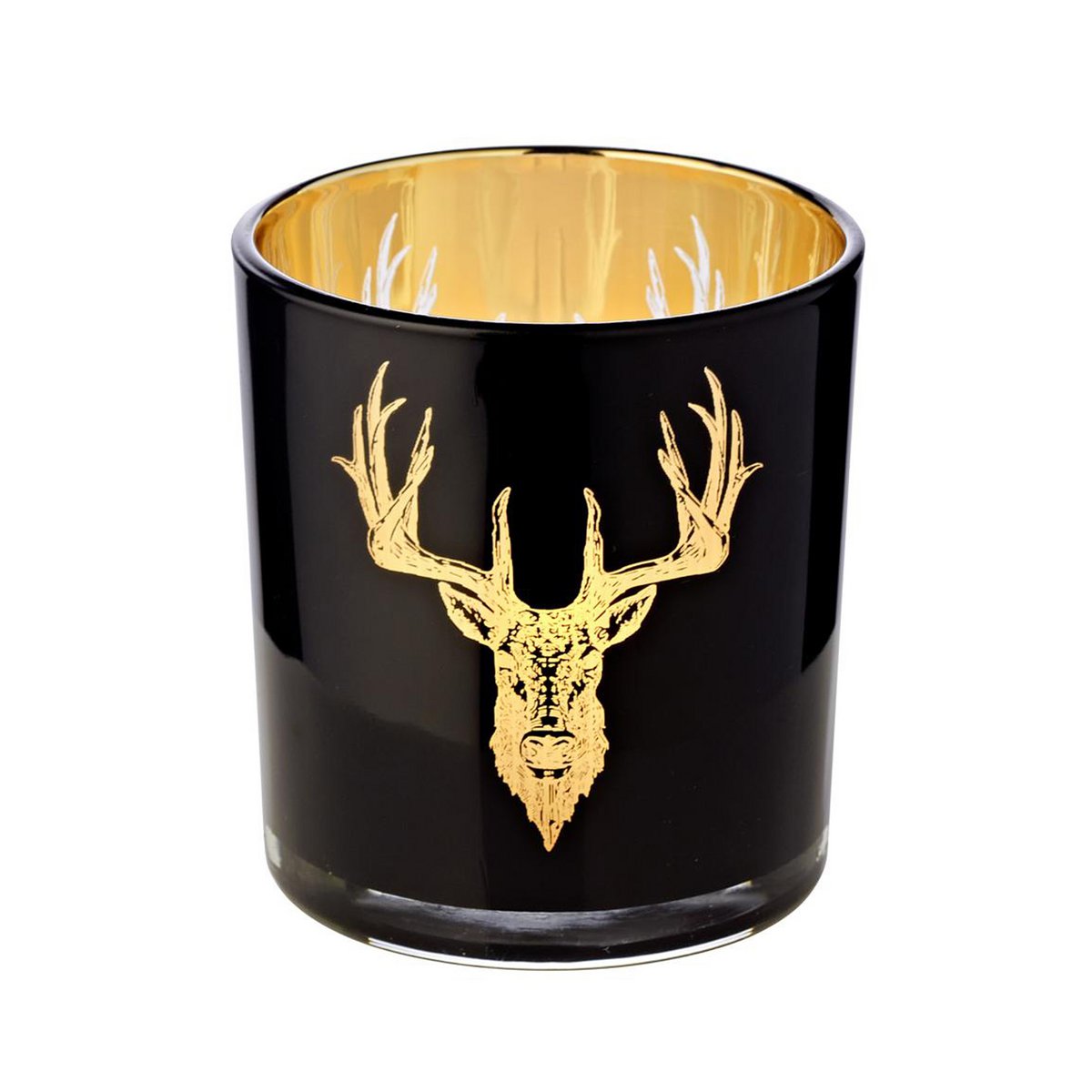 Lantaarn glas hout zwart