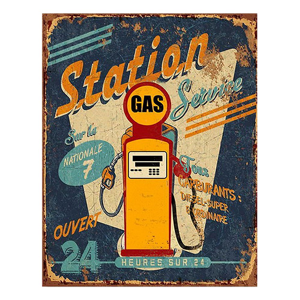Metal Sign 25x33 cm Yellow Iron Gas Pump Wall Sign