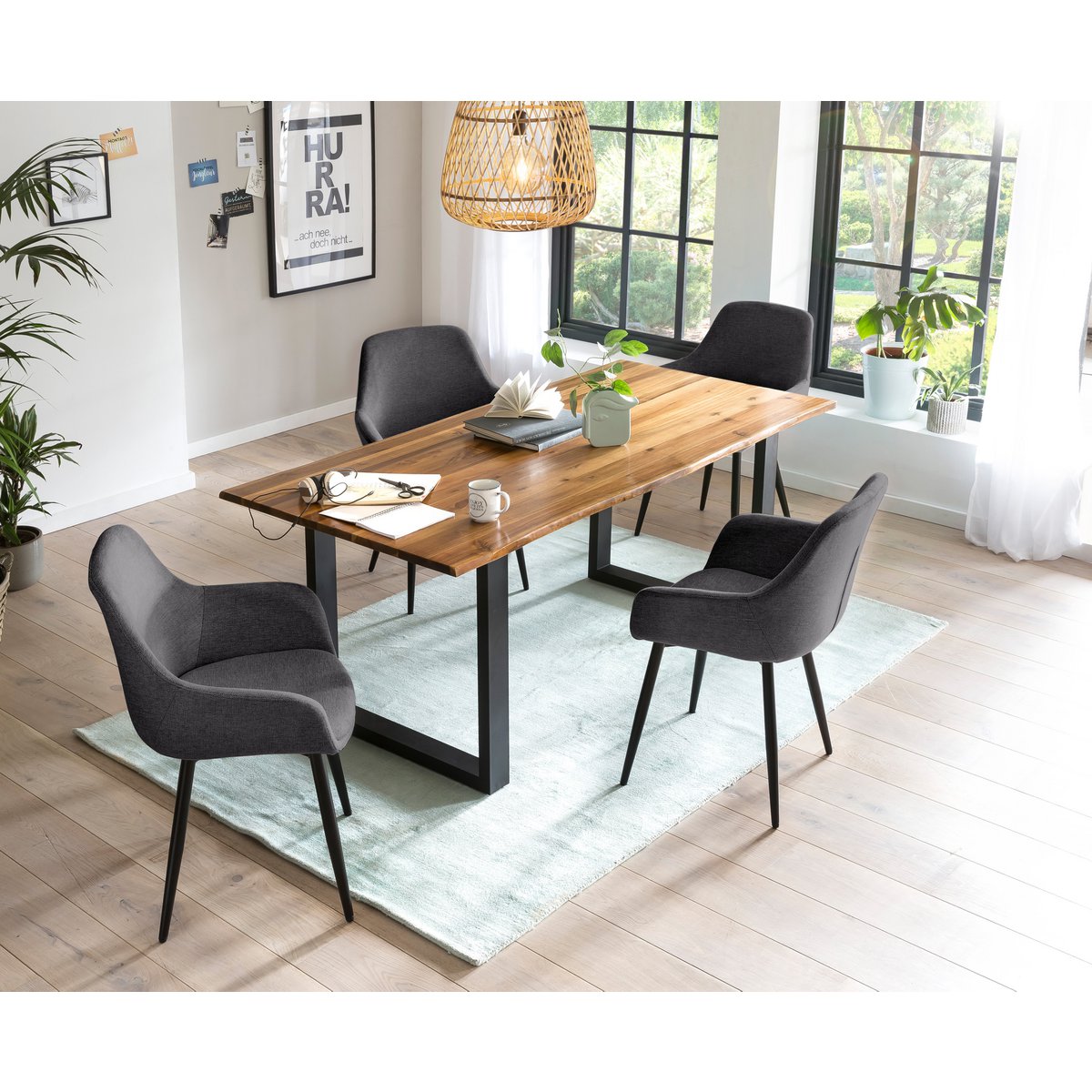 Eetgroep 5-delig massief acaciahout 180x90 cm