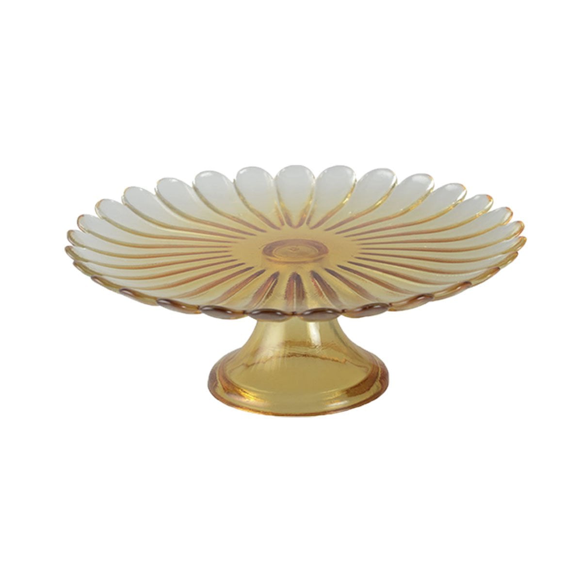 Cakeplateau 21 cm geel glas