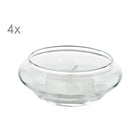 Theelichthouders drijvend glas zilver 4 stuks Ø8x4 cm