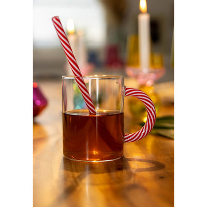 Theekopjes set van 2 groen rood 400 ml glas