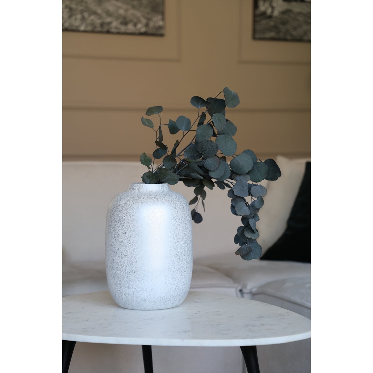 Vaas 29x21 cm glas zilver wit