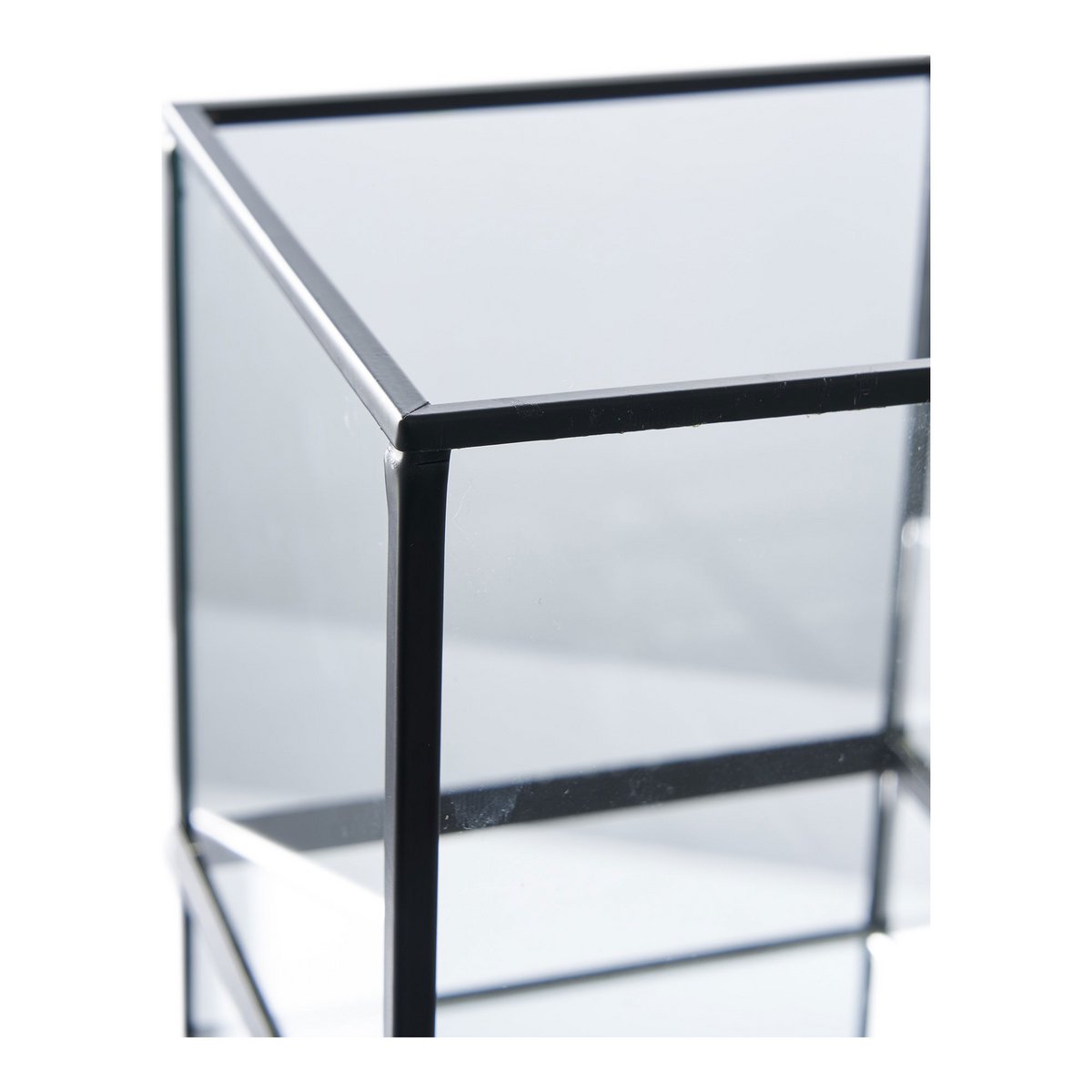 Kaarsenhouder orkaan 12x12x15 cm zwart glas metaal