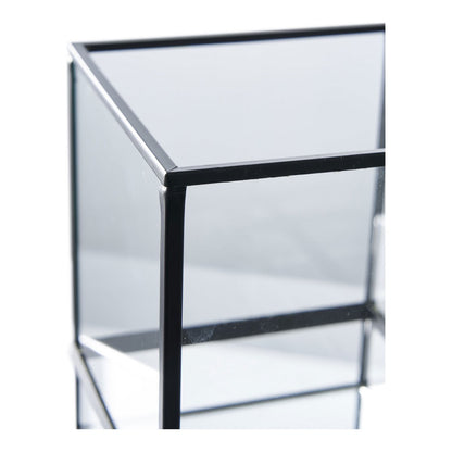 Kaarsenhouder orkaan 12x12x15 cm zwart glas metaal