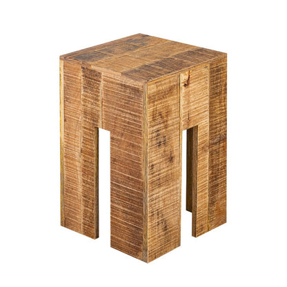 Bijzettafel kruk vierkant 28x45x28 cm massief mangohout