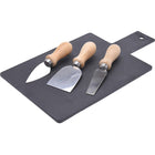 Kaasplank leisteen met 3 kaasmesjes 33x17 cm