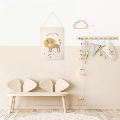 Kinderwanddecoratie Leeuw sterrenbeeld 40x50 cm katoen
