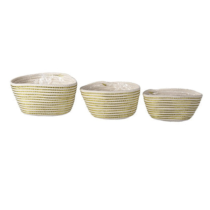 Opbergmand set van 3 wit touw