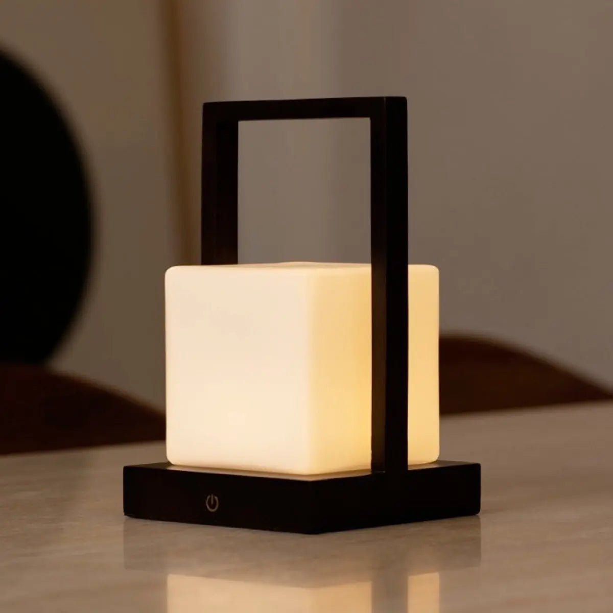 Tafellamp Noah donkerbruin rubberwood matglas 16x25 cm