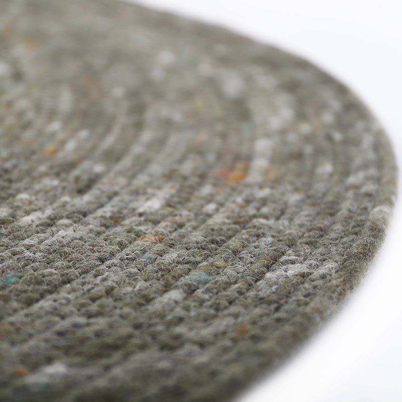Vloerkleed rond 110 cm wol katoen olijfgroen