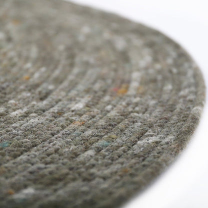 Vloerkleed rond 110 cm wol katoen olijfgroen