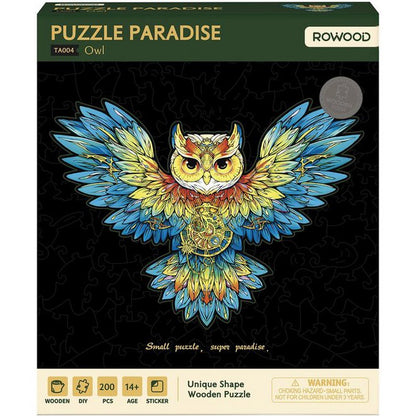 Wooden Jigsaw Puzzle, Rowood/Robotime, Paradise, Owl, TA004, 36.8x27.5cm